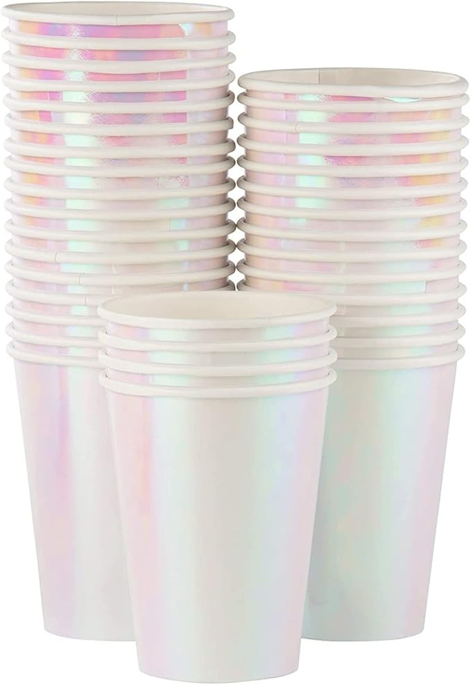 Juvale 36 Pack Iridescent Foil Paper Cups, 12 oz Disposable Party Cup, Party Supplies for Wedding... | Amazon (US)