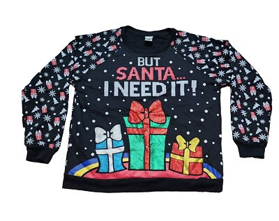 Freeze Sweater Womens XL "But Santa I Need It" Christmas Light Up Presents | eBay US