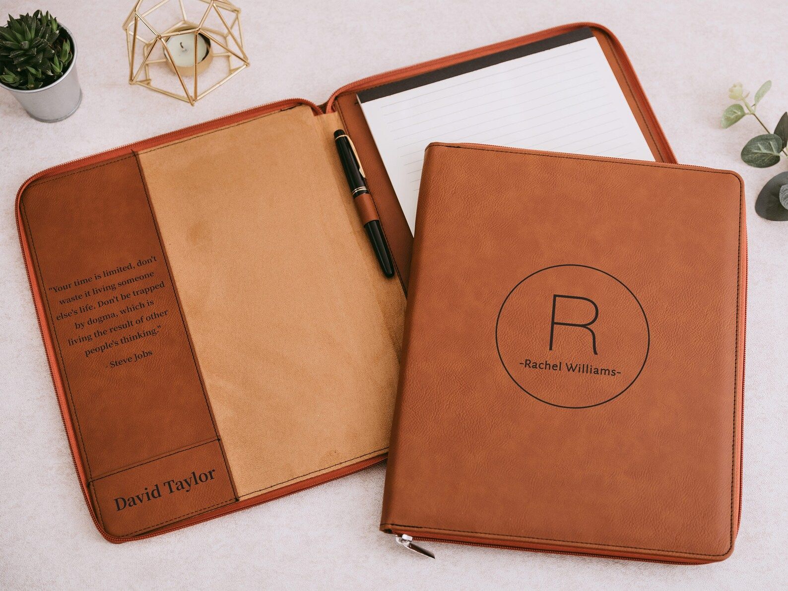 Personalized Leather Portfolio Notebook, Custom Portfolio with Refillable Notepad, Personalized P... | Etsy (US)