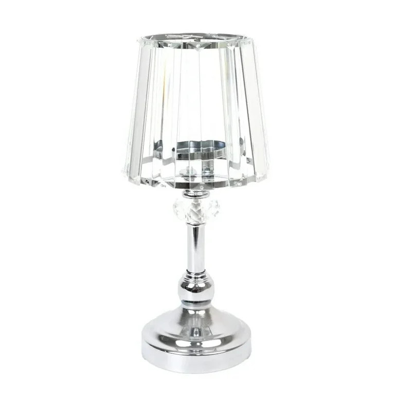 BalsaCircle 2 Silver Metal Votive Candle Holders Clear Crystal Glass Lamp Shade Party Events Deco... | Walmart (US)