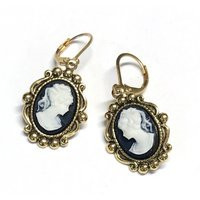 Black Cameo Earrings - Gift For Girlfriend Lever Back Women | Etsy (US)