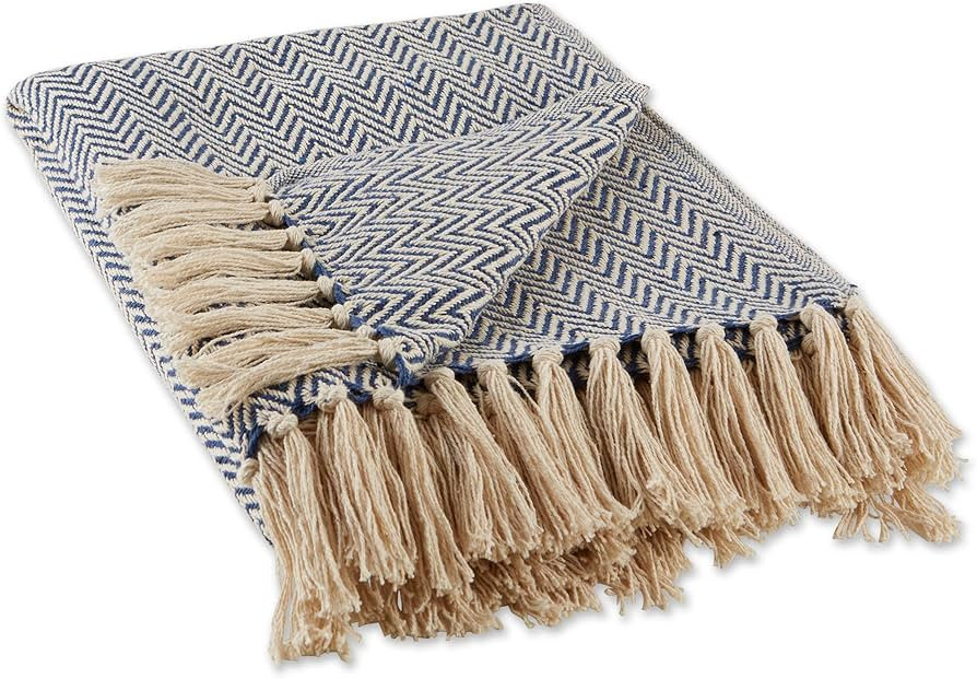 DII Chevron Throw Collection Handloomed Cotton, 50x60, French Blue | Amazon (US)
