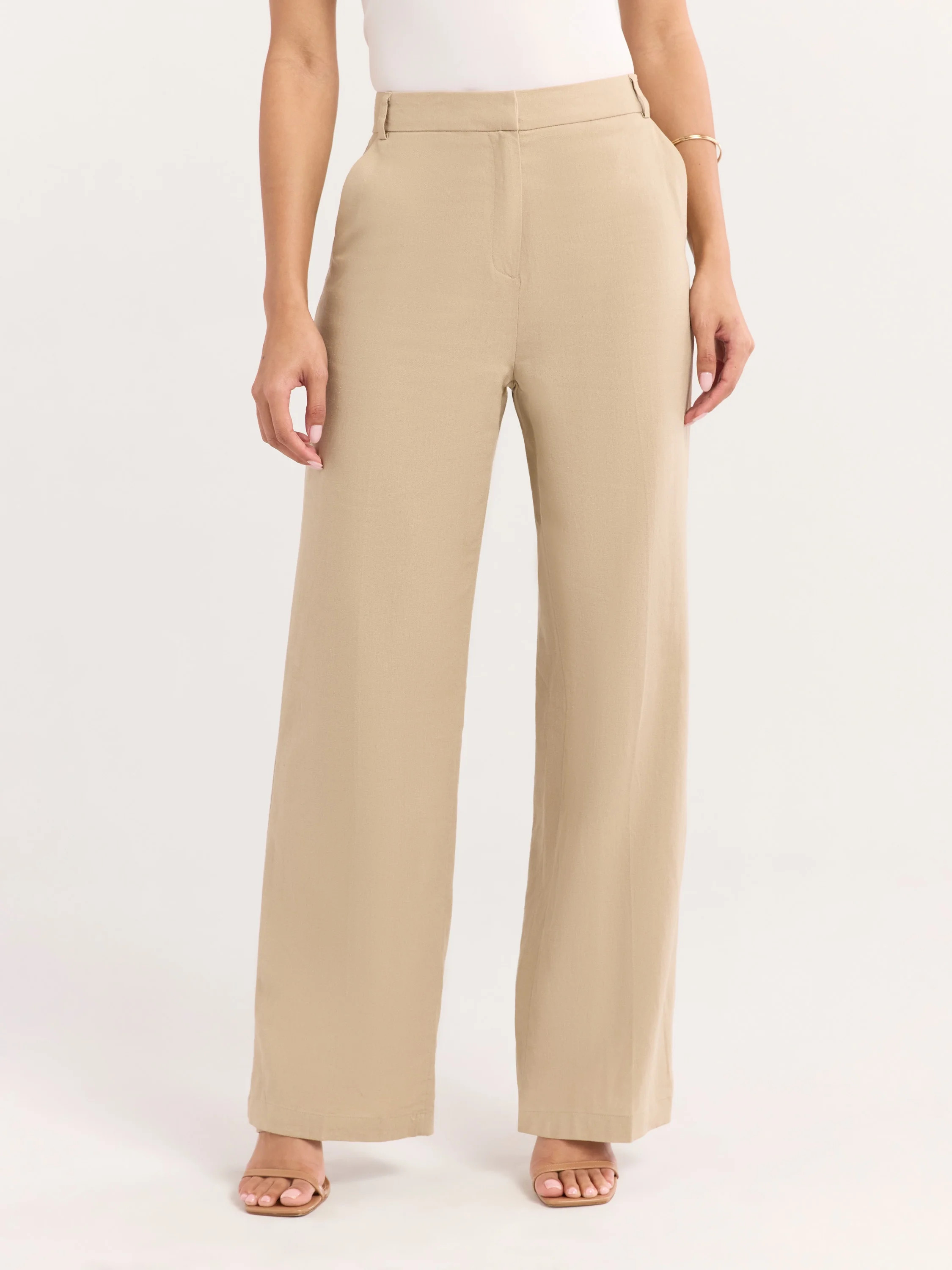 Sofia Jeans Women's and Women's Plus Linen Blend Wide Leg Pants, 32" Inseam, Sizes 0-28W | Walmart (US)