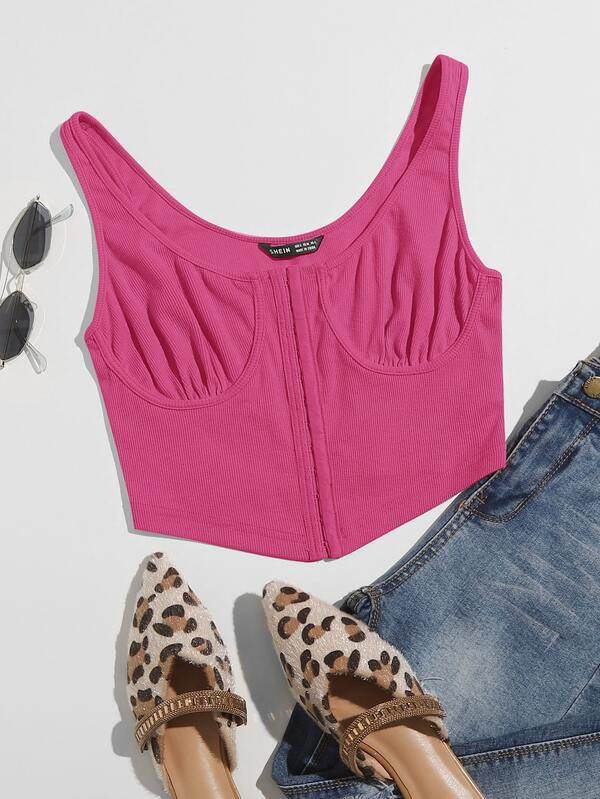SHEIN Rib-knit Bustier Crop Top | SHEIN
