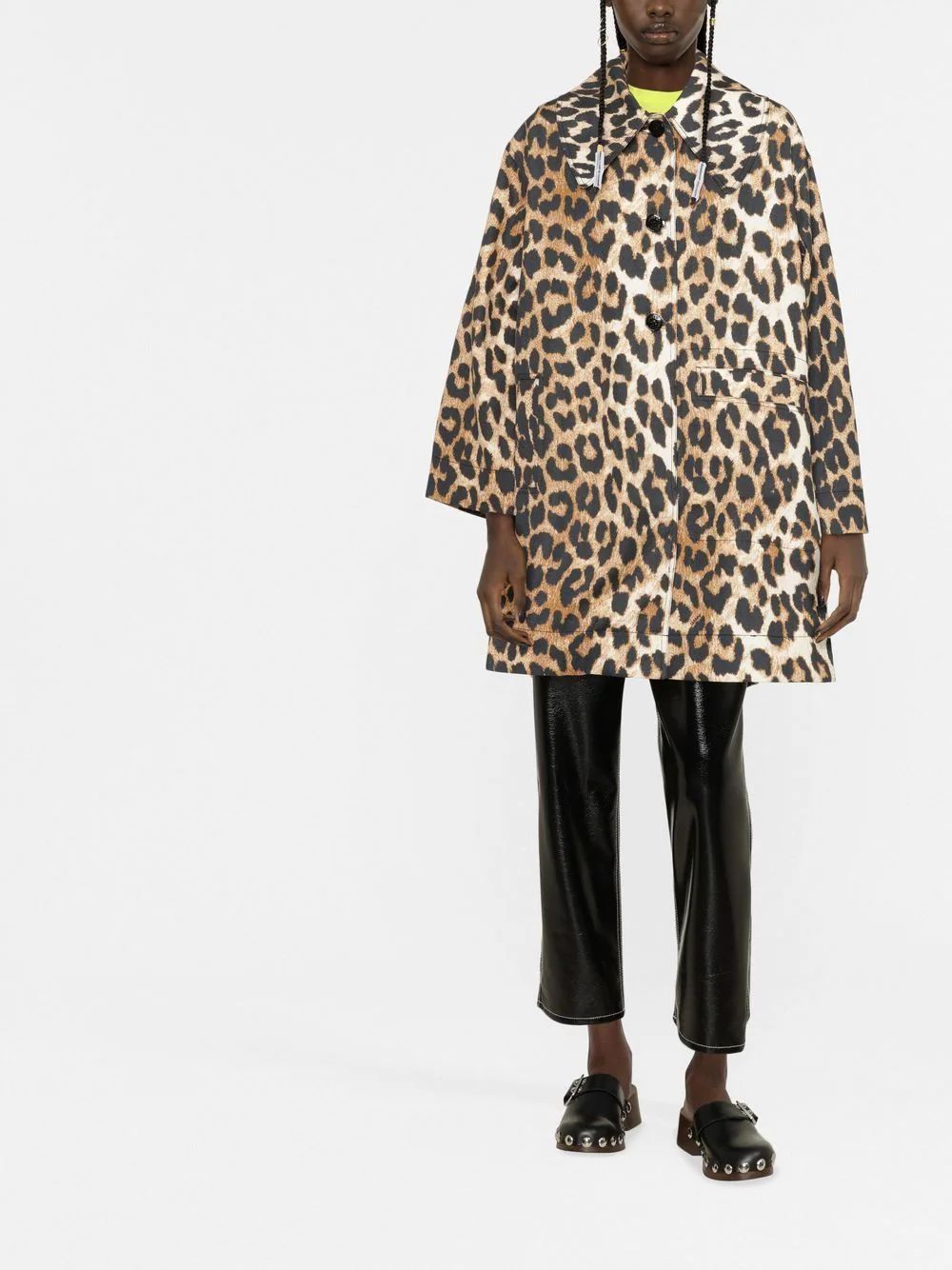 New SeasonGANNIleopard-print single-breasted coat | Farfetch Global