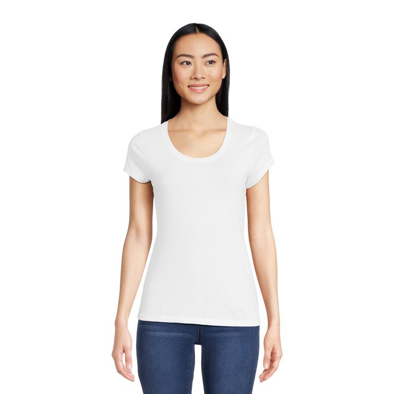 No Boundaries Scoop Neck Tee with Short Sleeves, Women’s and Women’s Plus | Walmart (US)