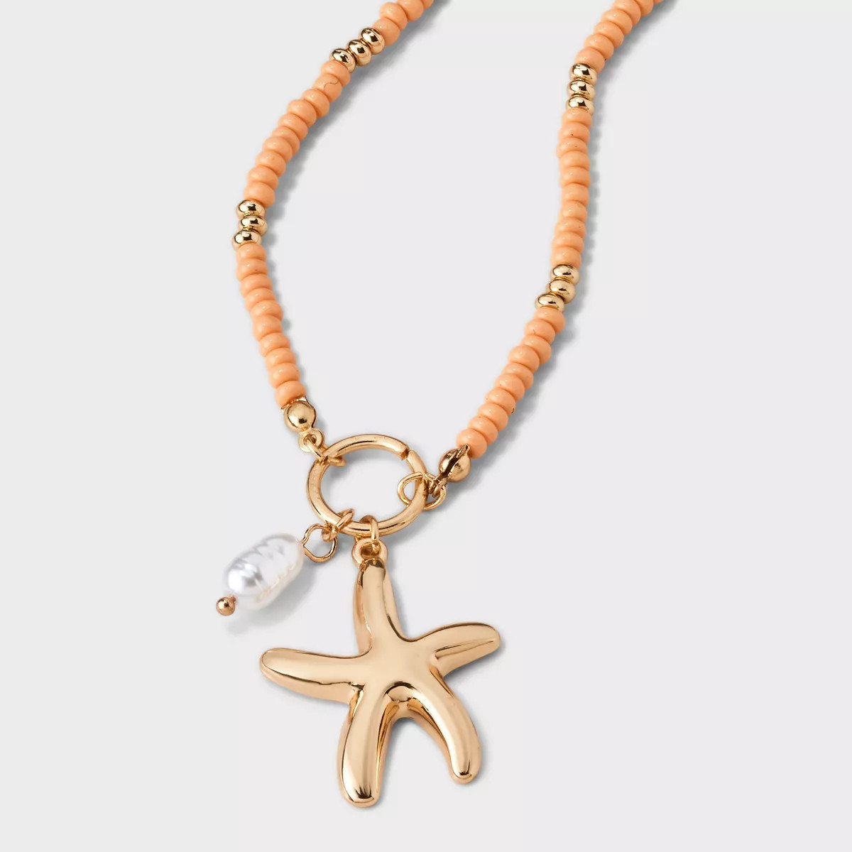 Seedbead Starfish Charm Pendant Necklace - A New Day™ Peach Orange | Target