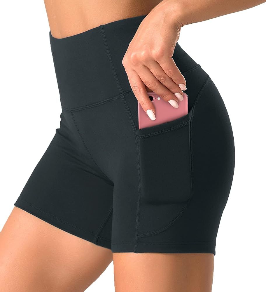 Dragon Fit High Waist Yoga Shorts for Women with 2 Side Pockets Tummy Control Running Home Workou... | Amazon (US)