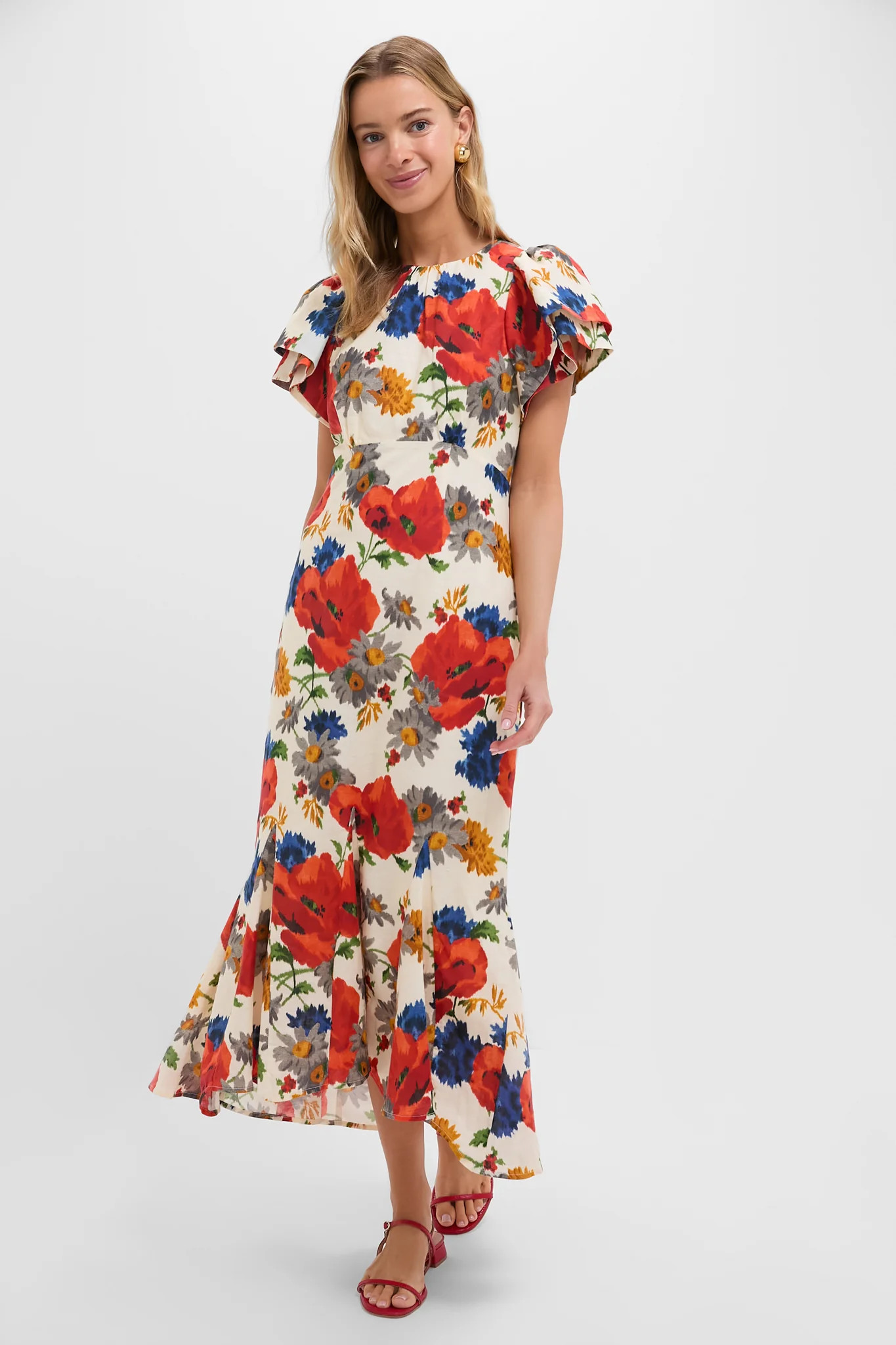 Crimson Poppy Cotton Linen Elodie Dress | Tuckernuck (US)