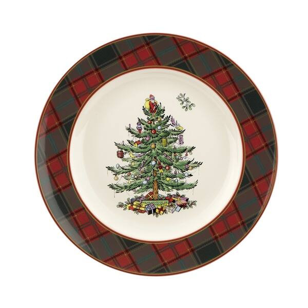 Spode Set of 4 Christmas Tree Tartan Plates | Bed Bath & Beyond