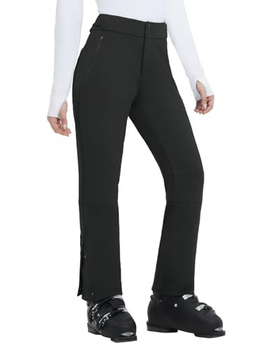 baleaf Fleece Lined Pants Women Waterproof Insulated Softshell Winter Snow Ski Pants with Pockets Snowboarding Hiking Black M | Amazon (US)