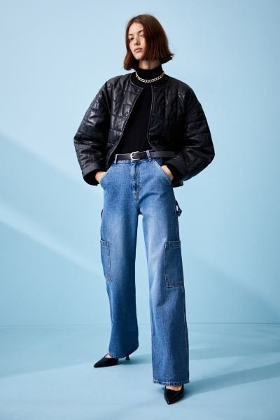 Wide-leg Cargo Pants - Denim blue - Ladies | H&M US | H&M (US + CA)
