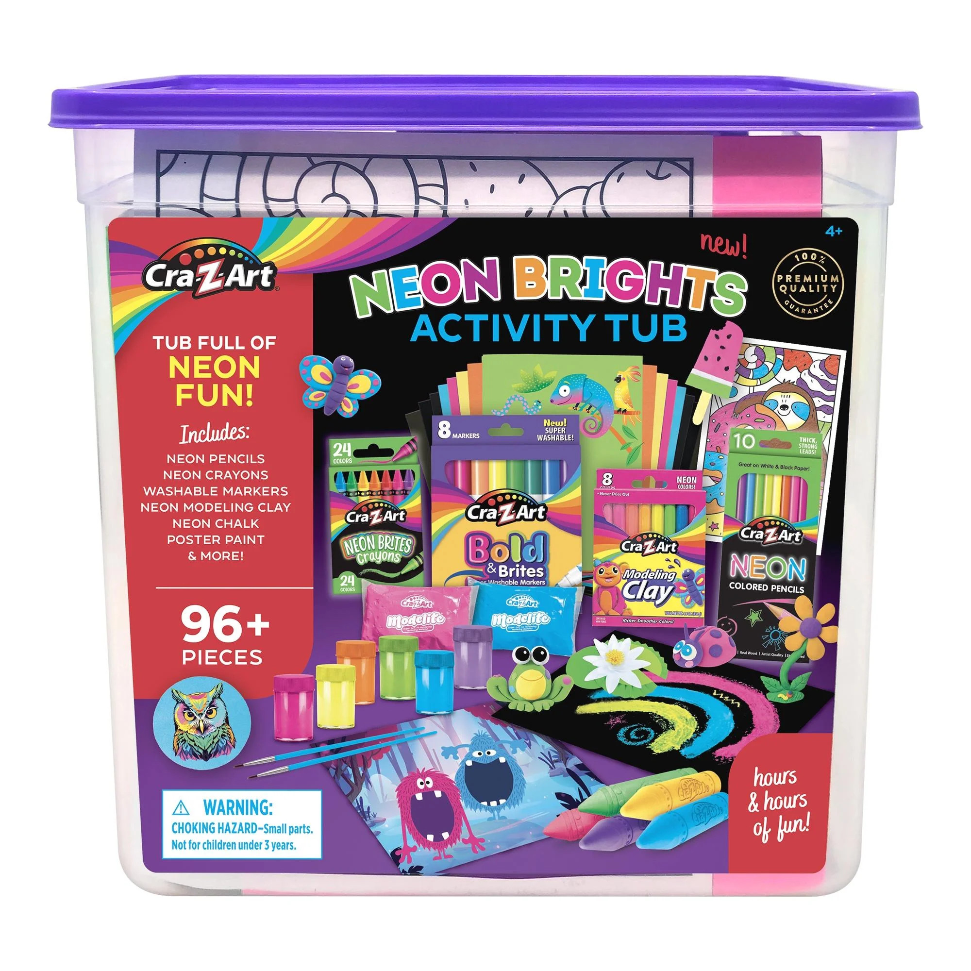 Cra-Z-Art Neon Brights Activity Tub, Multi-Color Drawing Set with over 96 Pieces for ages 4 and u... | Walmart (US)