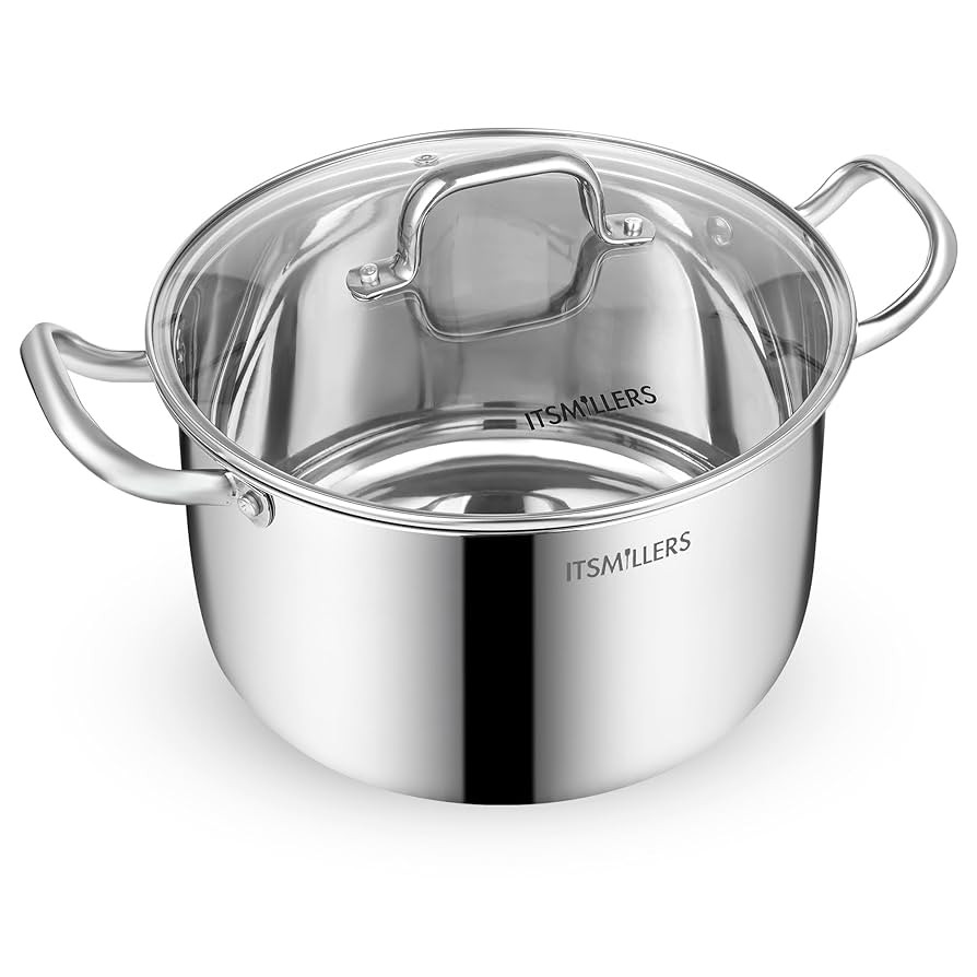 Stainless Steel Stock Pot - 8 Quart, Soup Pot Induction Compatible, Cooking Pot with Riveted Hand... | Amazon (US)