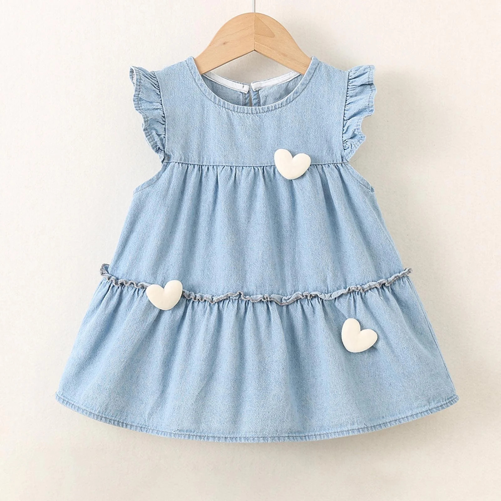 HOMADLES Toddler Girls Dress Sleeveless Denim Soft Print Stretch Summer Princess Dress Light Blue... | Walmart (US)