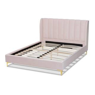 Baxton Studio Saverio Light Pink Queen Platform Bed 156-9099-HD - The Home Depot | The Home Depot