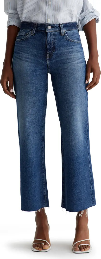 Saige Stretch Raw Hem Crop Wide Leg Jeans | Nordstrom