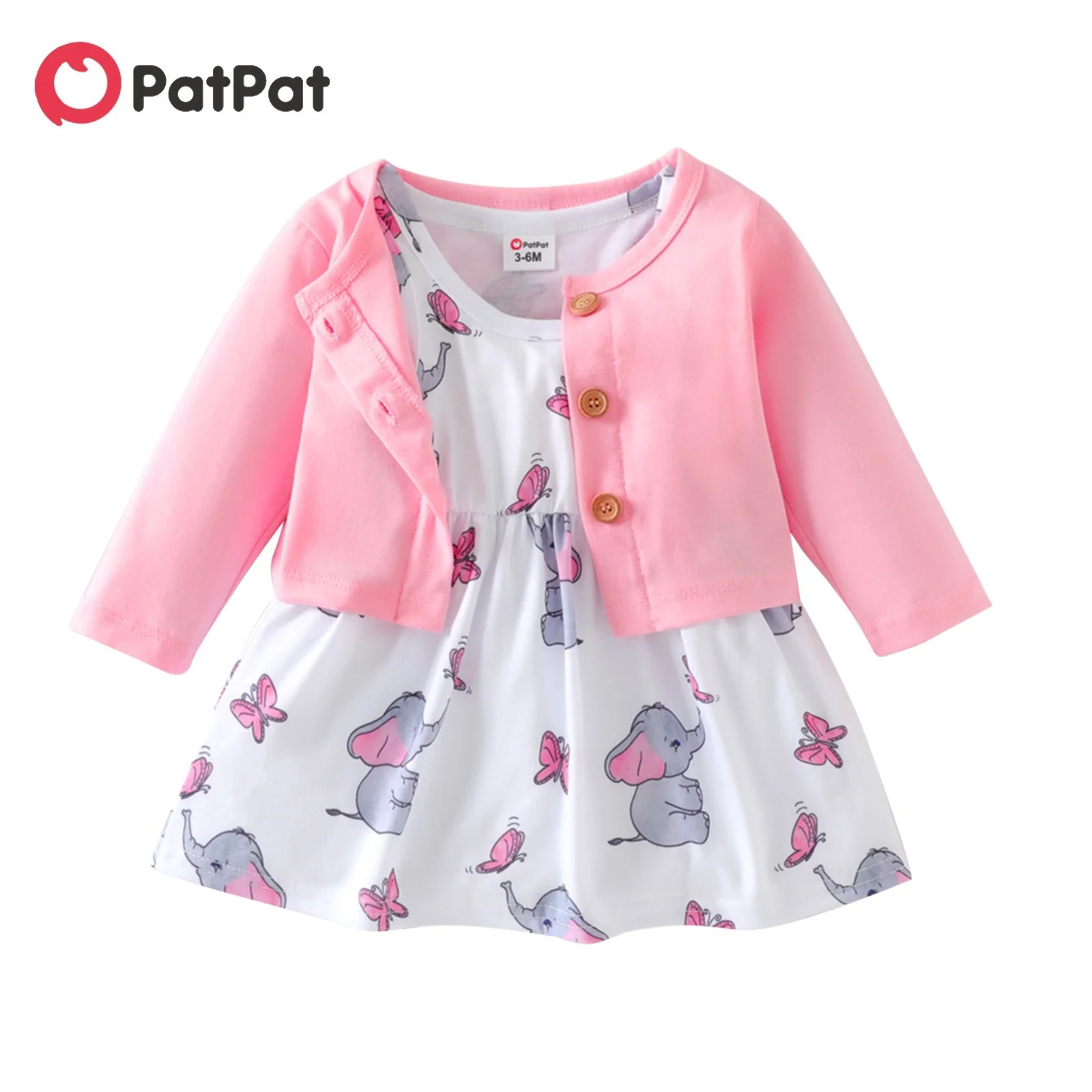 PatPat 2pcs Baby Girl Pink Cardigan with Sleveless Tank Dress Tunic Swing Dress,Toddler Girl Dres... | Walmart (US)