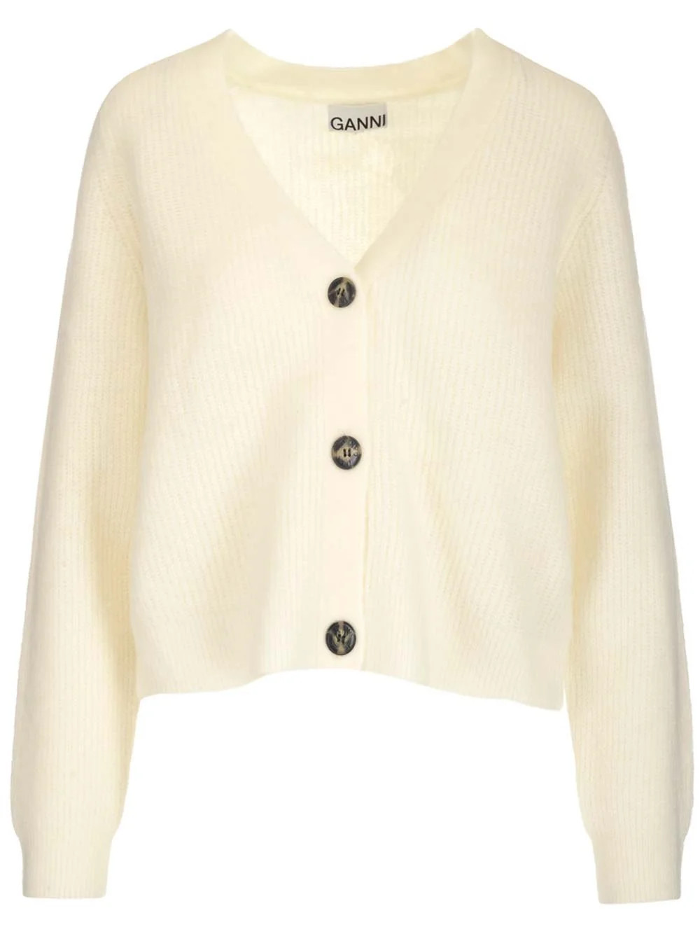 Ganni Cropped Boxy Cardigan | Cettire Global