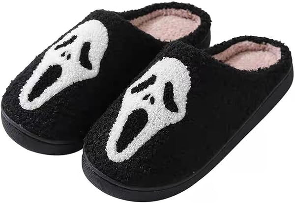 Unisex Halloween Slippers Spooky Ghost Slippers Cute Cozy Warm Plush Slip-On House Indoor and Out... | Amazon (US)