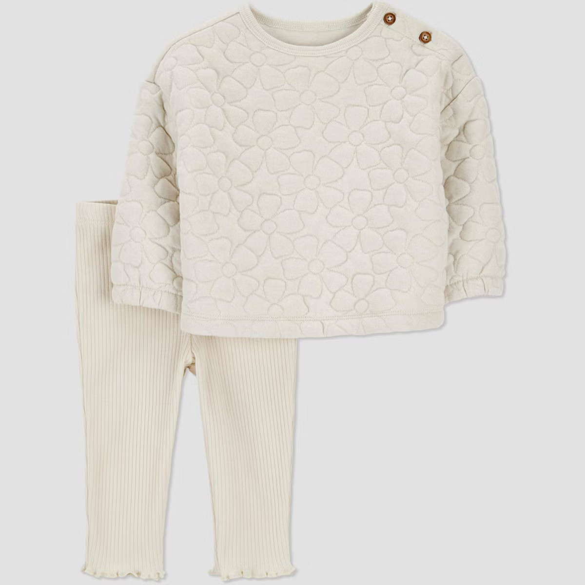 Carter's Just One You® Baby Girls' 2pc Quilted Floral Top & Pants Set - Cream | Target