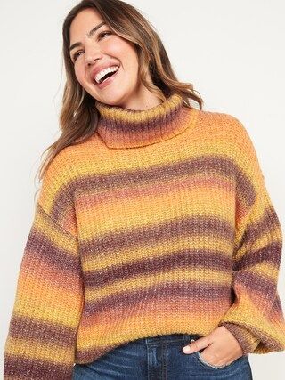 Striped Shaker-Stitch Turtleneck Sweater for Women | Old Navy (US)