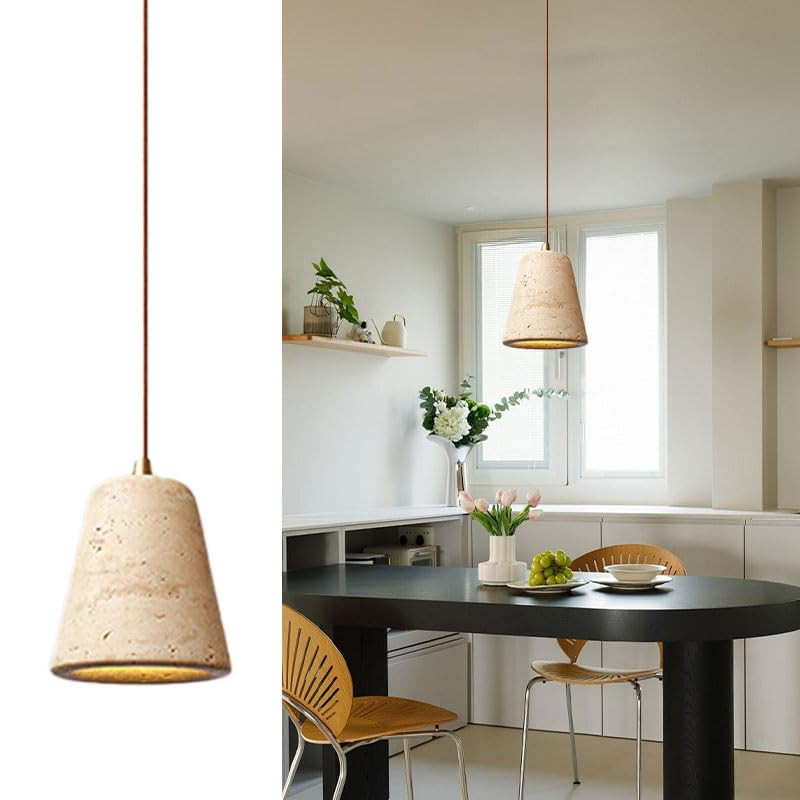 Wabi Sabi Pendant Light Travertine Lampshade Nordic Style Concrete Pendant Light Dining Room Kitc... | Amazon (US)
