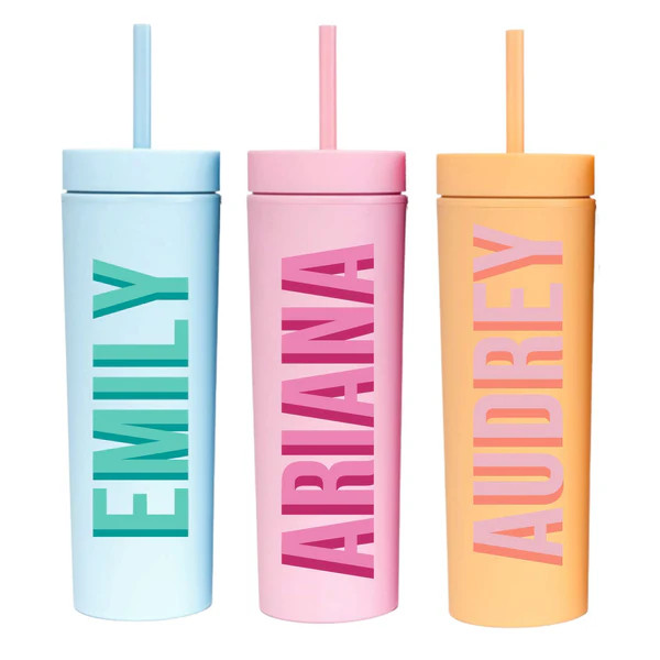 Custom Name 16 oz Matte Tumbler | Sprinkled With Pink