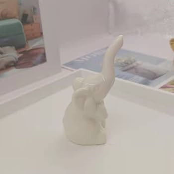 Home Décor Ceramic Animal Sculpture, Small White Statue Home Décor Accent Ornament Handmade Fig... | Amazon (US)