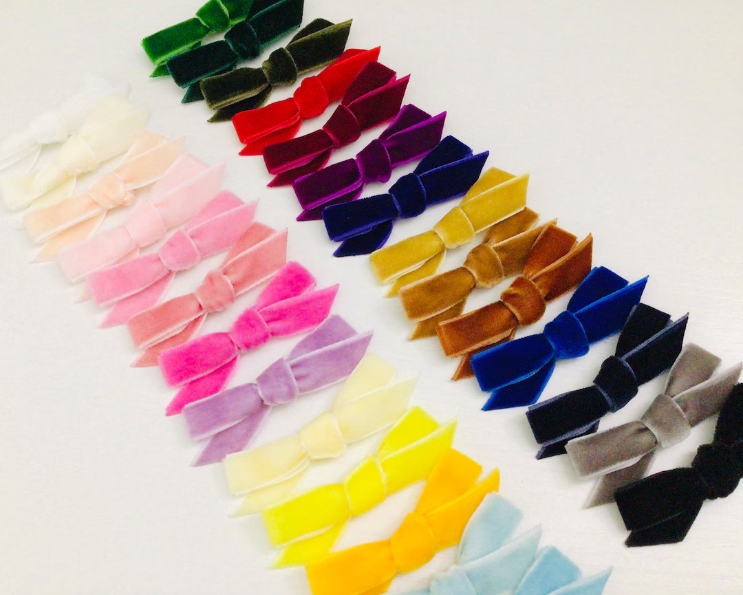 Velvet Hair Bows Fully Lined Velvet Hair Clips Toddler Hair Bows Toddler Hair Clips Baby Hair Bow... | Etsy (US)