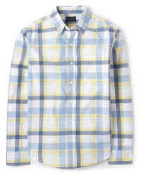 Mens Dad And Me Plaid Poplin Button Down Shirt - sun valley | The Children's Place