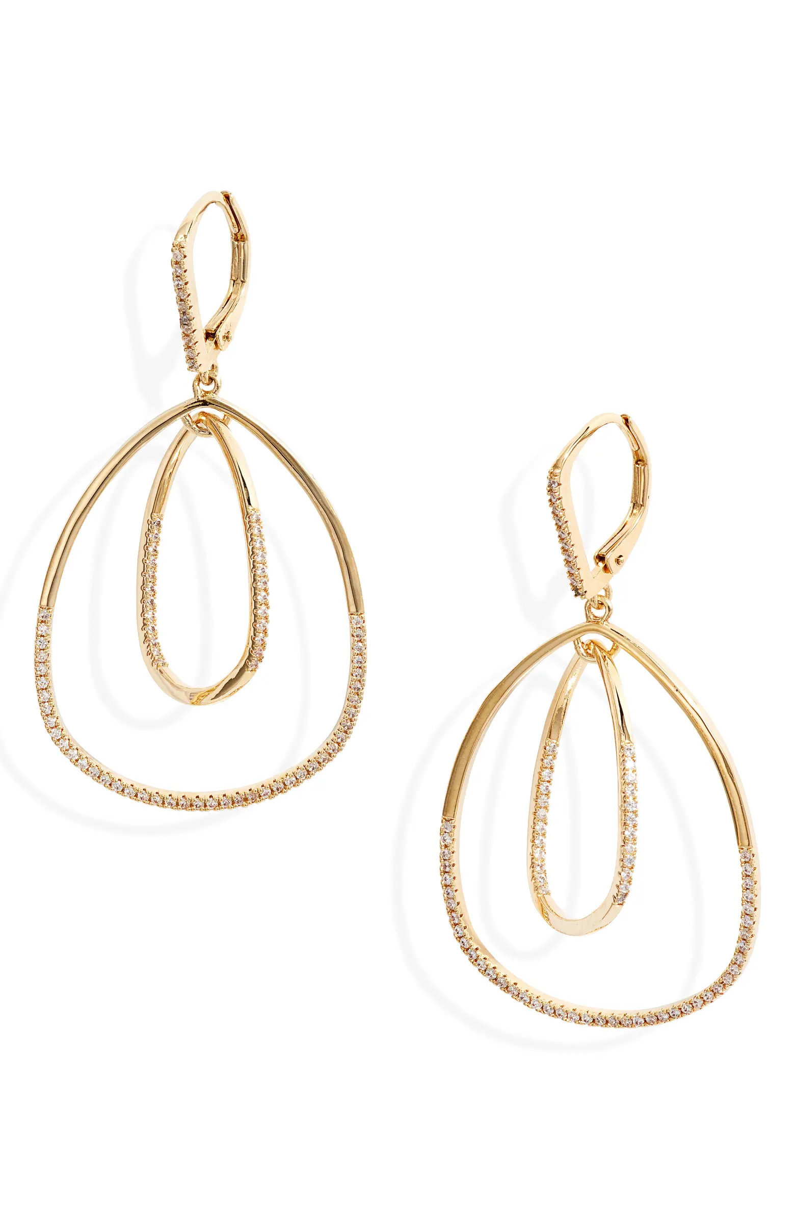 Pavé Inset Oval Orbital Earrings | Nordstrom