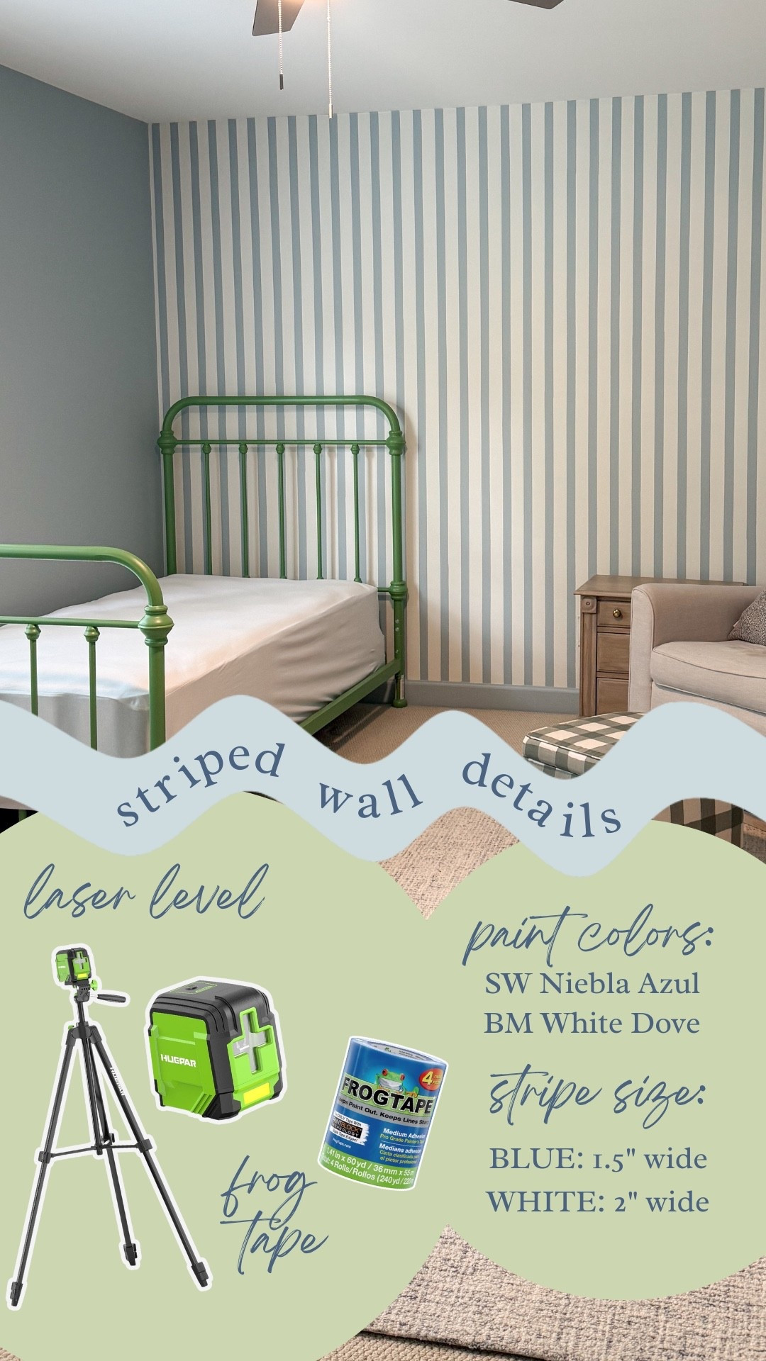 Decided to paint a striped wall in B’s big boy room instead of using wallpaper. Here’s what we used to make it turn out so well!
Laser level, painters tape, blue bedroom, wall stripes 

#LTKBaby #LTKmomlife #LTKHome
