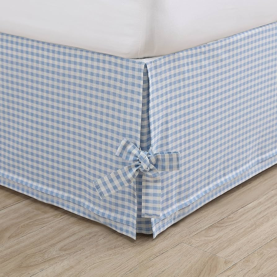 Laura Ashley Home - Cotton Ruffled Bedskirt, Lightweight & Classic Style (Hedy Blue, Queen) | Amazon (US)