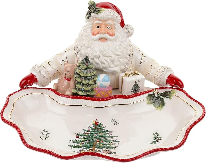 Spode Christmas Tree Gold Collection Figural Santa Dish, 12.25-Inch Holiday Décor Candy Bowl - F... | Amazon (US)