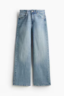 Wide Ultra High Jeans - Ultra high waist - Long - Light denim blue - Ladies | H&M US | H&M (US + CA)