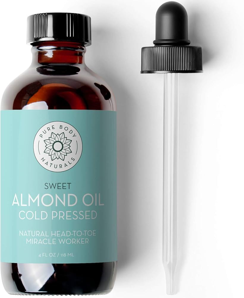 Sweet Almond Oil, 4 fl oz - Cold Pressed and 100% Pure - for Hair, Skin, Nails, Therapeutic Massa... | Amazon (US)