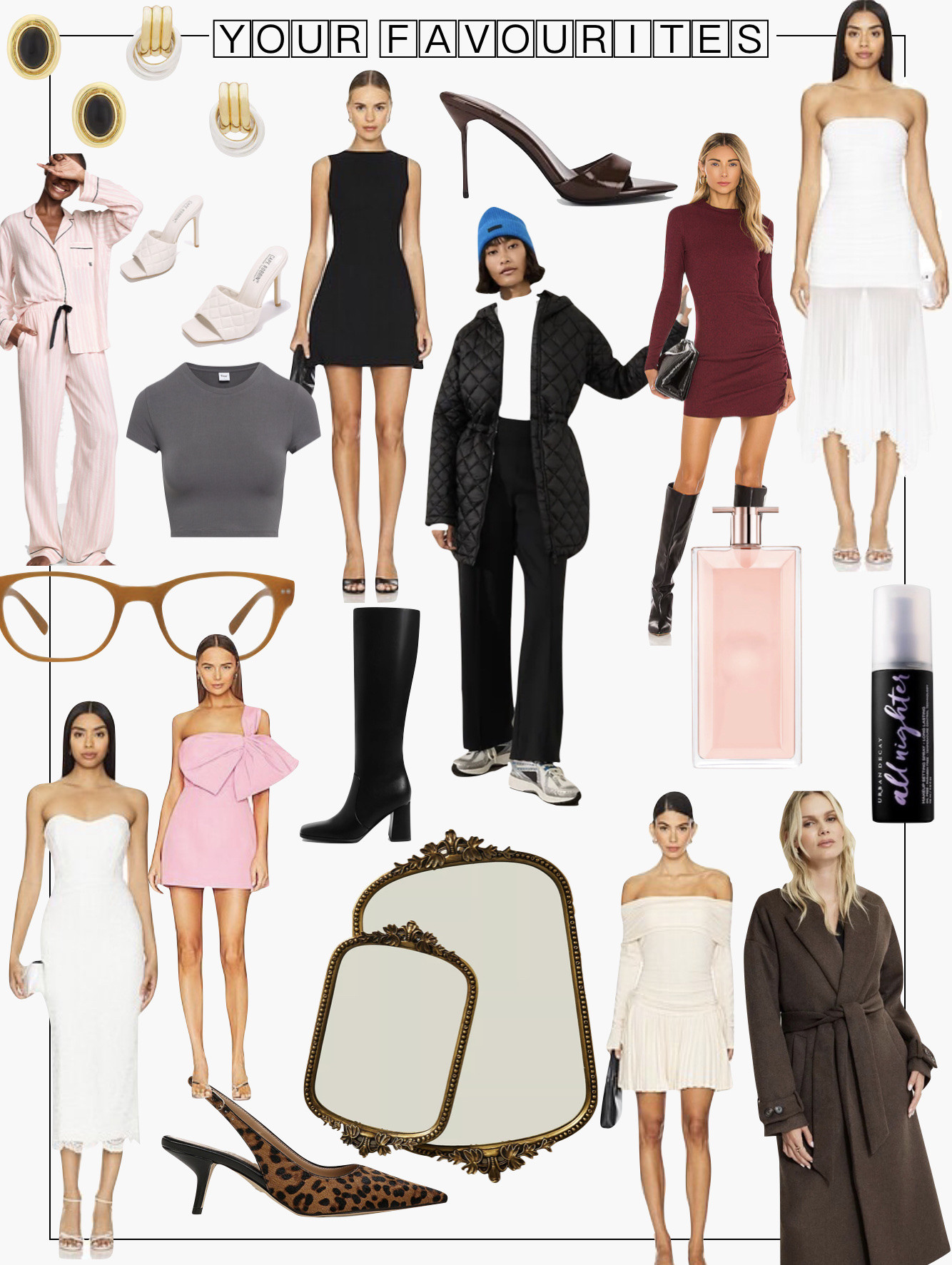Put together some of your recent favourite things. I personally purchased the idole perfume from Lancôme, the pajamas from Victoria’s Secret, the athleta quilted jacket, and the urban decay setting spray and love all of them! 
.
.
.
.
.
White dress pink bow girly feminine black boots vanity tray mirror glasses coat little black dress heels sandals earrings

#LTKstyletip #LTKcanada #LTKbeauty