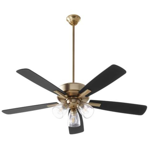 52" Quorum Ovation Aged Brass and Black LED Ceiling Fan | Lamps Plus