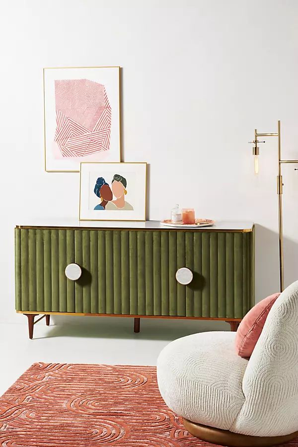 Juneau Velvet Buffet By Anthropologie in Green | Anthropologie (US)