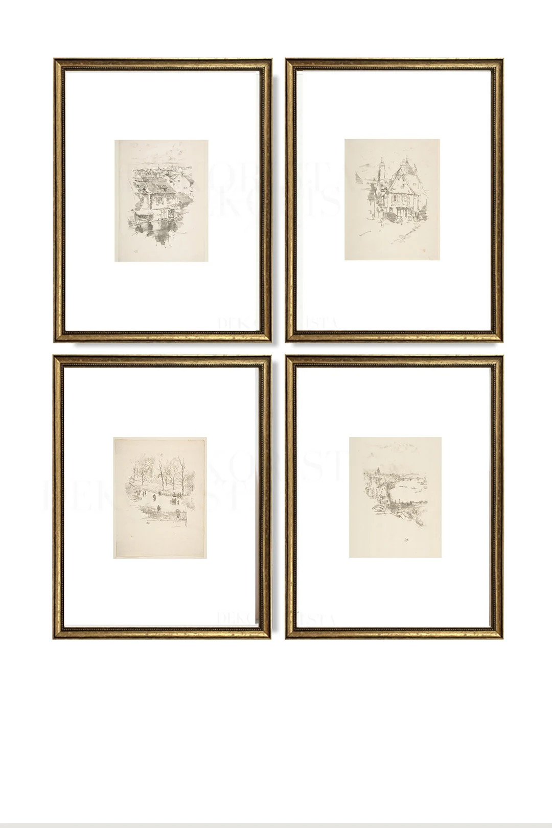 Vintage Gallery Wall Set I Vintage Gold Framed Wall Art Print I Vintage Landscape Painting I Rust... | Etsy (US)