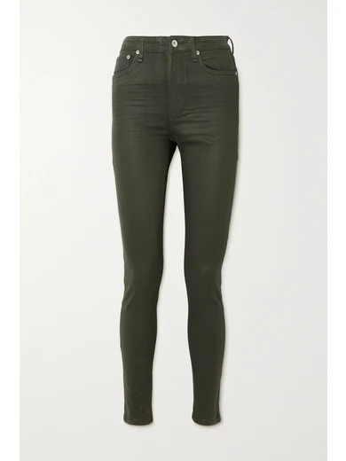 rag & bone - Nina Coated High-rise Skinny Jeans - Green | NET-A-PORTER (US)