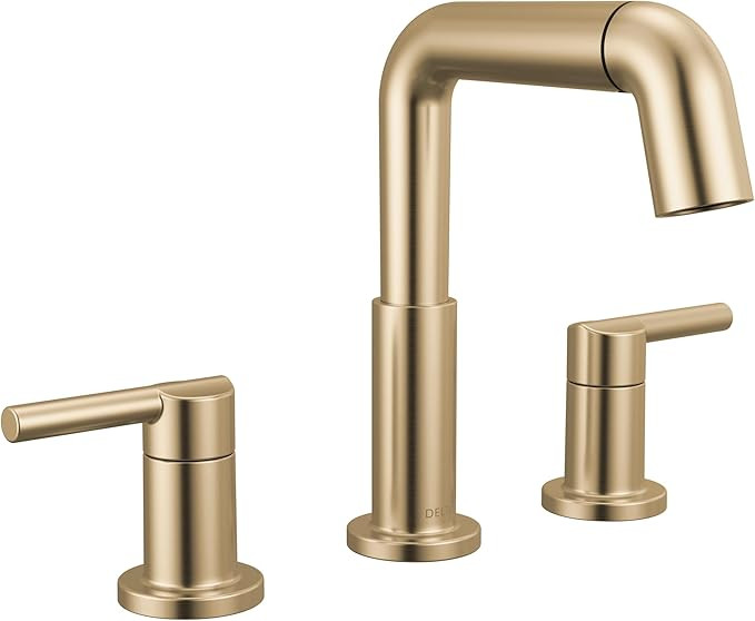 Delta Nicoli Brushed Gold Bathroom Faucet with Sprayer, 8 Inch 3 Hole Widespread Bathroom Sink Fa... | Amazon (US)
