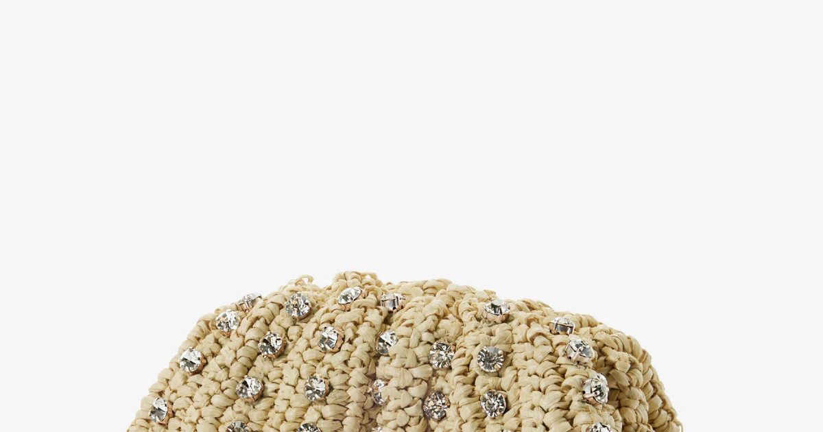 Mini Embellished Raffia Clutch - Natural | Boston Proper | Boston Proper