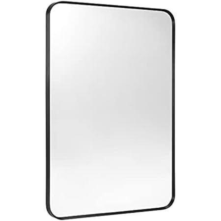 DOHEEM Wall Mirror for Bathroom - Rounded Corner Mirror Black Metal Frame 22" X 30" Hangs Horizontal | Amazon (US)