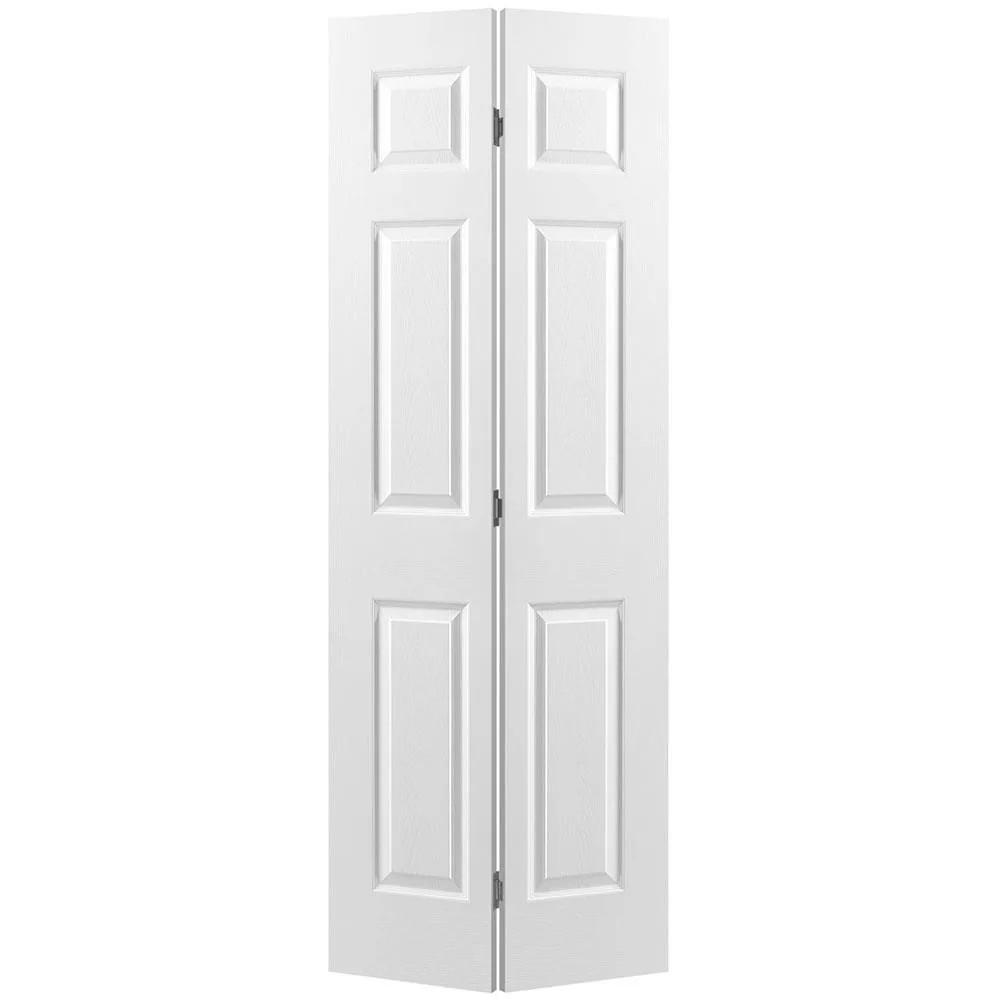 Masonite 30-in x 78-in (primed) 6-panel Textured Hollow core Primed Molded composite Traditional Bifold Closet Door ( Hardware Included ) in White | Lowe's