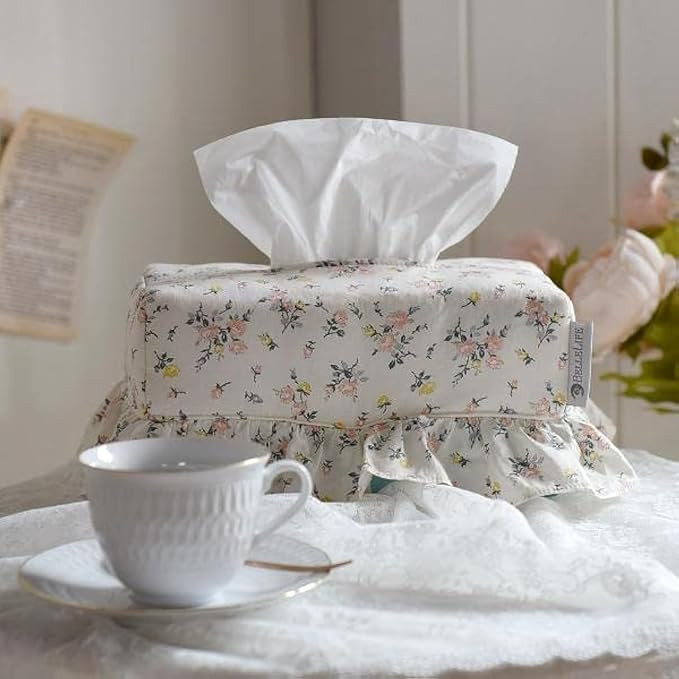 Rose Flower Home Living Rectangle Premium Cotton Tissue Box Cover with Lace, Well-Stitched House ... | Amazon (CA)