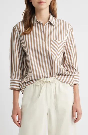 Lucia Stripe Poplin Button-Up Shirt | Nordstrom
