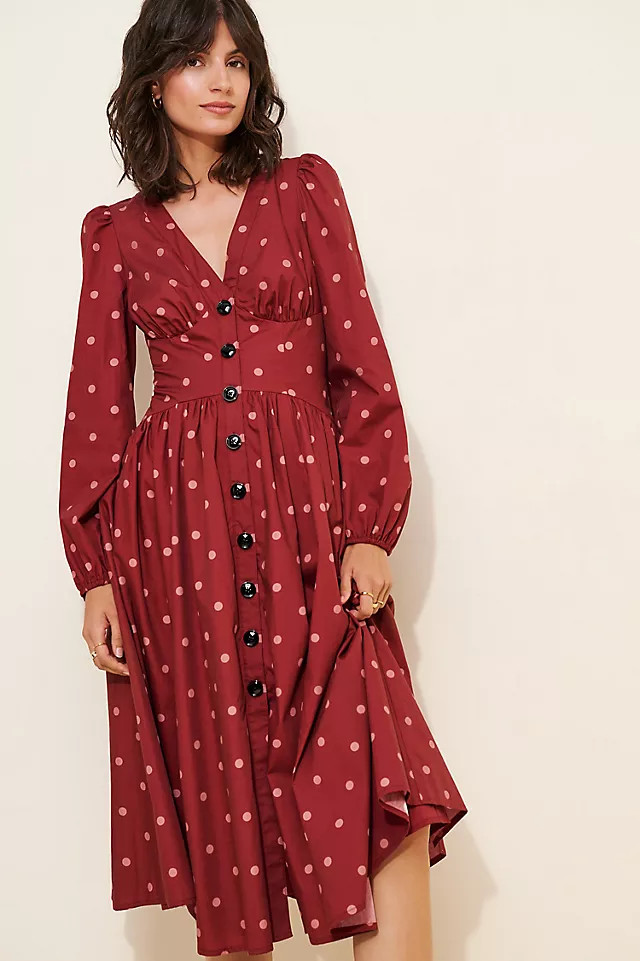 Hutch Drop-Waist Long Sleeve Midi Dress | Anthropologie (US)