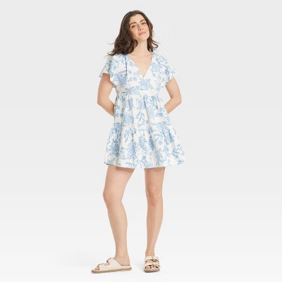 Women's Flutter Short Sleeve Woven Mini Skater Dress - Universal Thread™ | Target